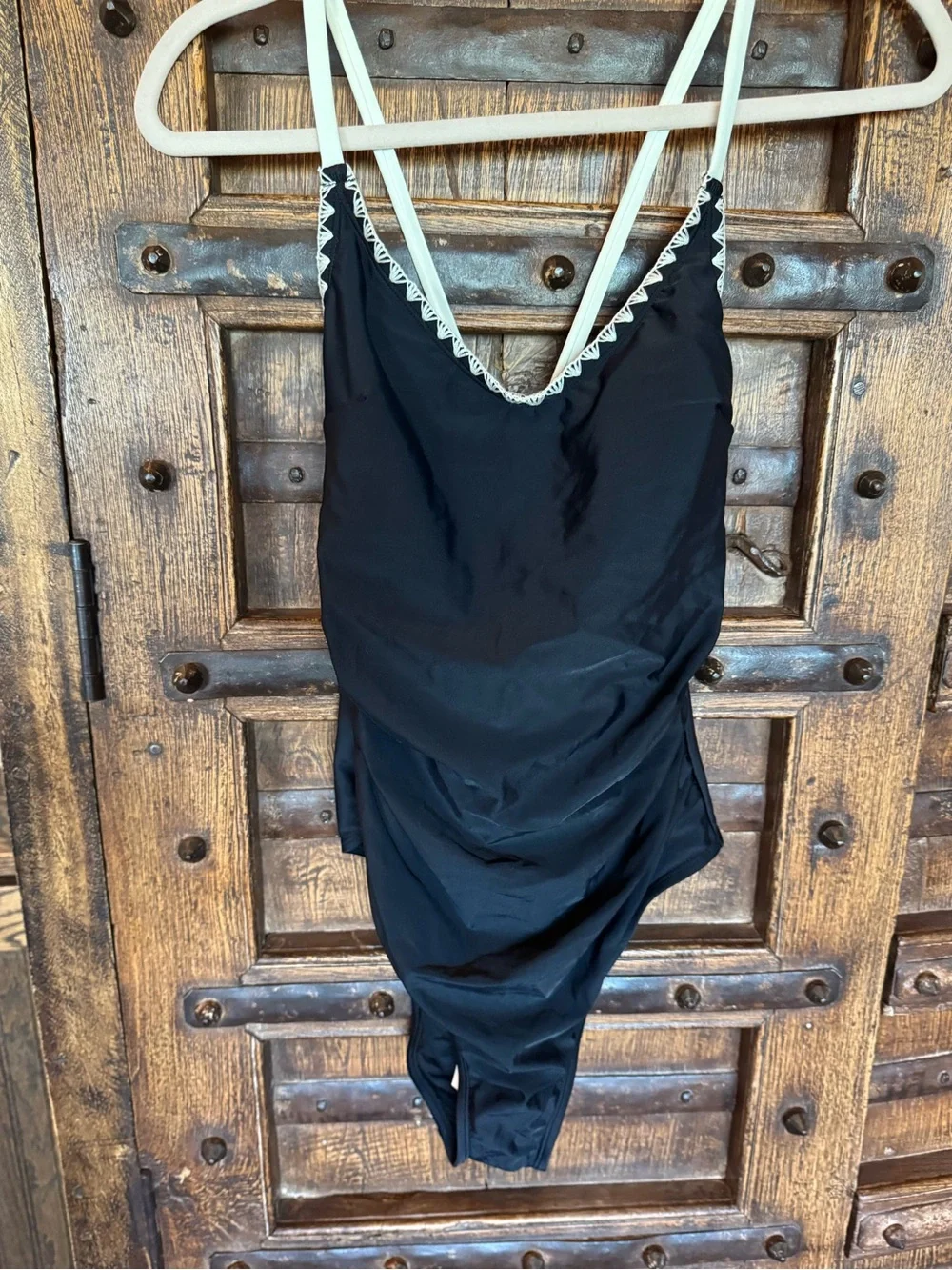 Cupshe Black One-Piece Swimsuit with White Trim